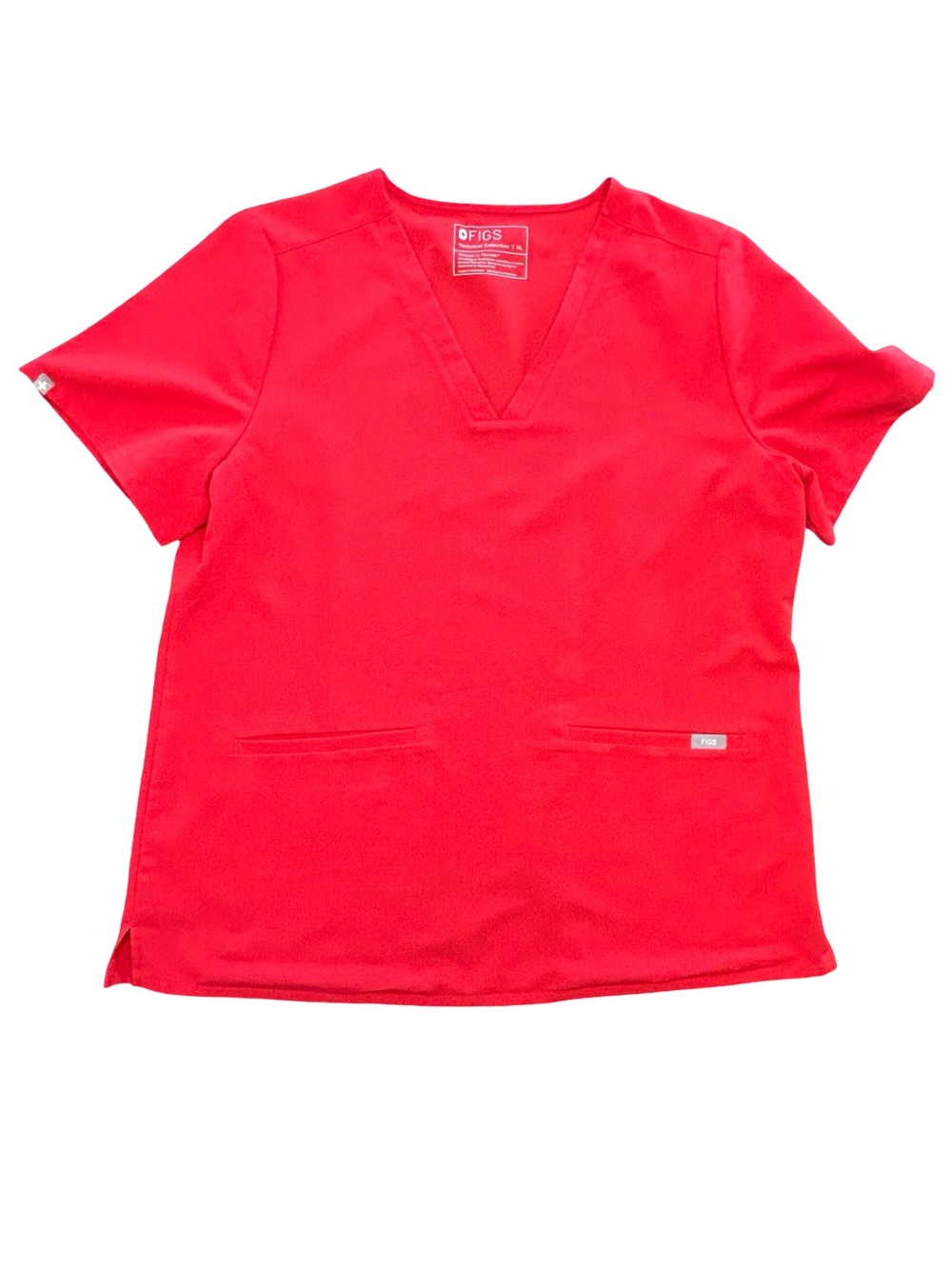 Figs Women’s V-Neck Scrub Top in Bright Red